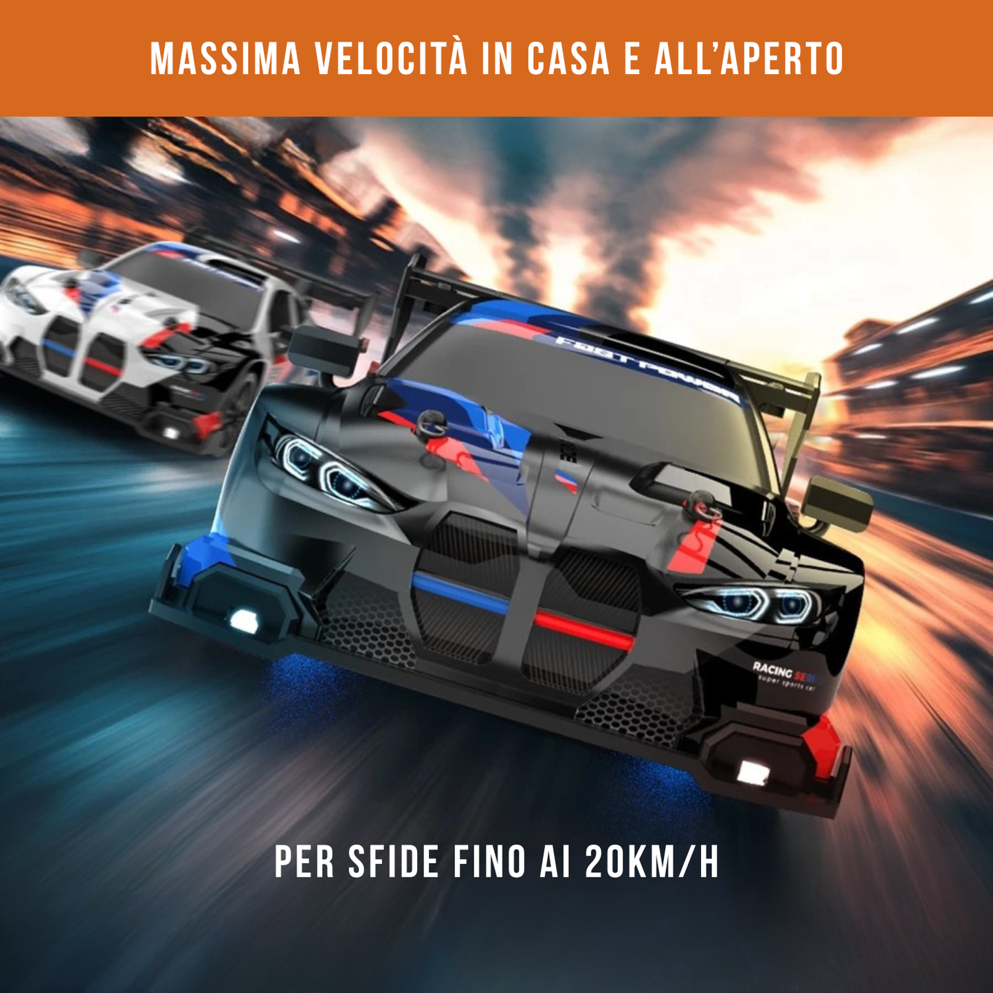 Auto da corsa M4 telecomandata ricaricabile con cavo USB