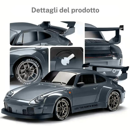 Auto da corsa 911 telecomandata ricaricabile con cavo USB