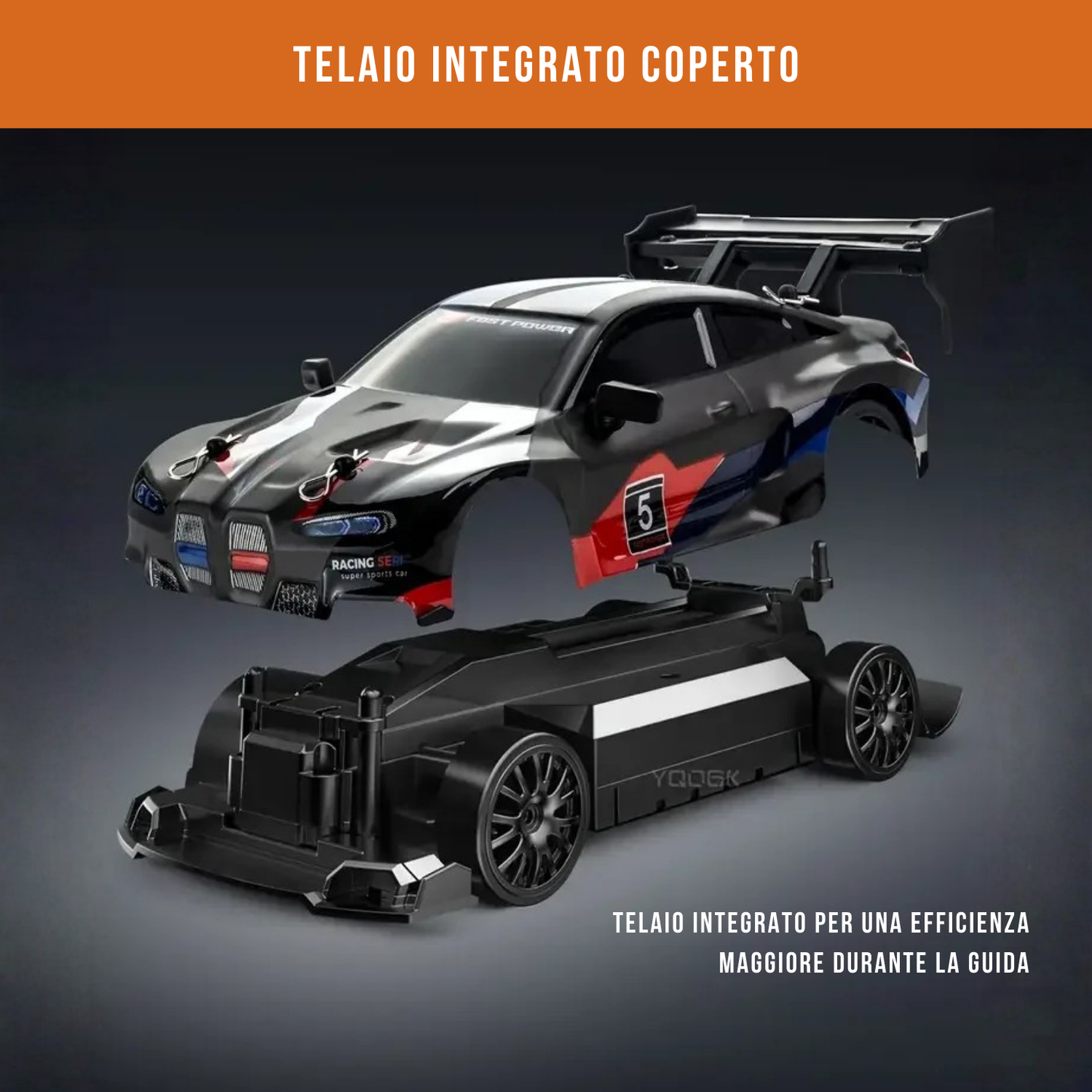 Auto da corsa M4 telecomandata ricaricabile con cavo USB