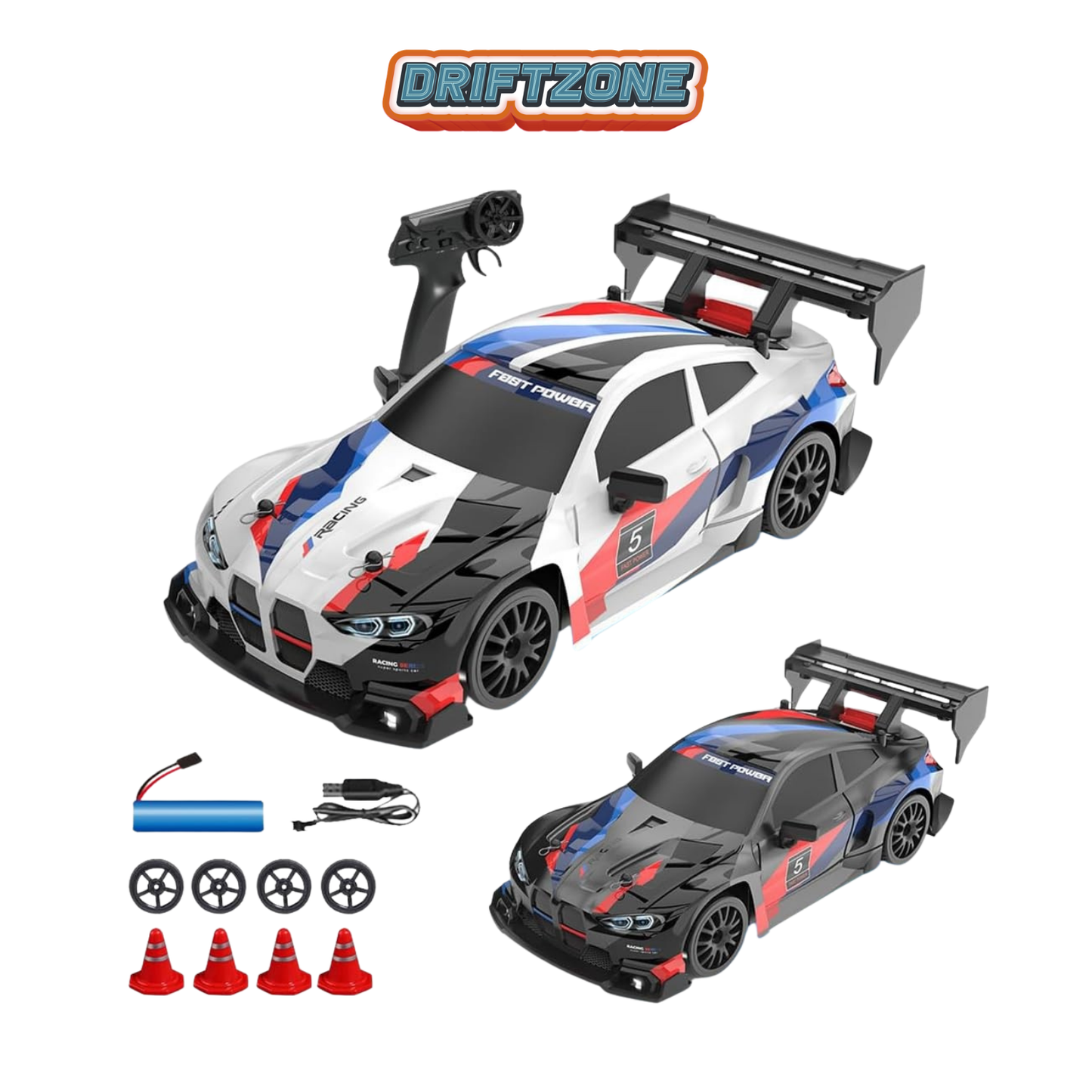 Auto da corsa M4 telecomandata ricaricabile con cavo USB