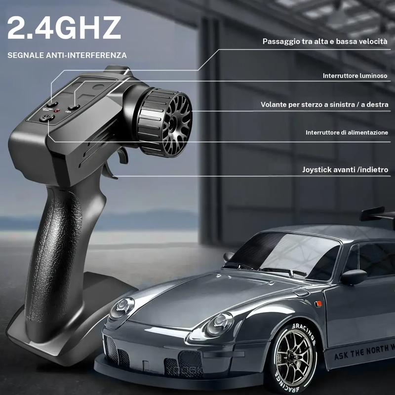 Auto da corsa 911 telecomandata ricaricabile con cavo USB