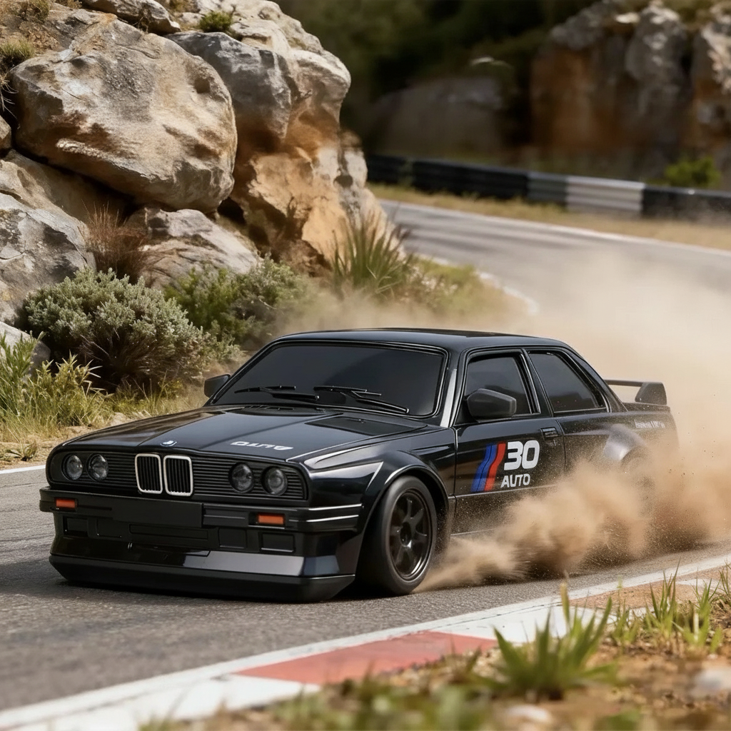 Auto da drift E30 telecomandata ricaricabile con cavo USB